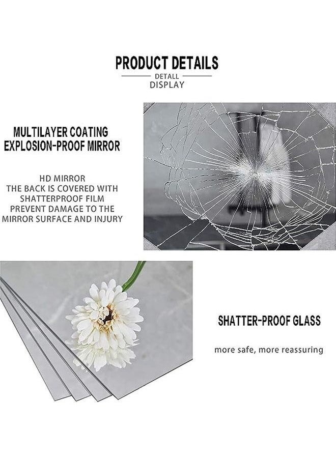 مرآة حائط كاملة الطول، 4 قطع من ملصقات مرآة الحائط بدون إطار ذاتية اللصق عالية الدقة لتزيين الحائط في غرفة المعيشة وغرفة النوم - Image 4