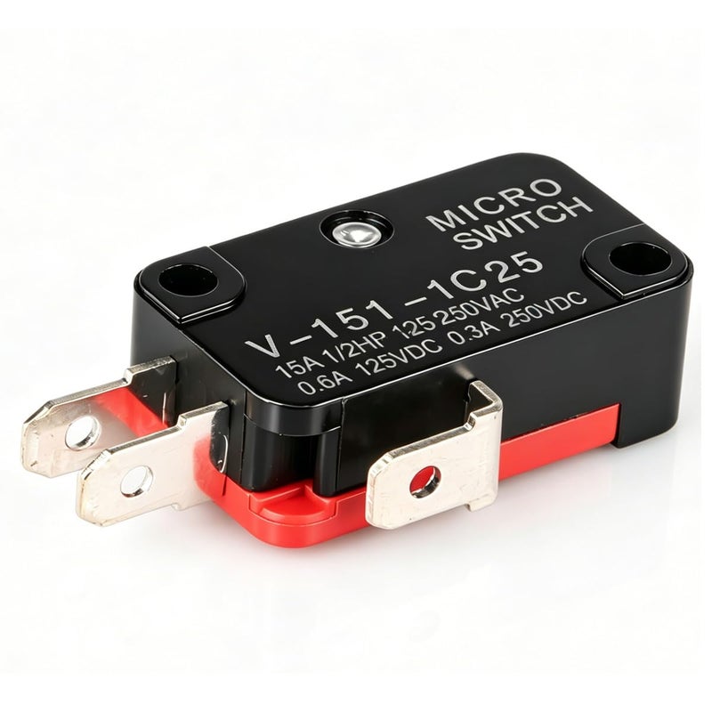 Gebildet جيبيلديت 12 قطعة مفتاح مصغر V-151-1C25 125V/250V 15A مفتاح حد لحظي، 3 دبابيس SPDT أحادي القطب مزدوج الاتجاه مفتاح أساسي مصغر + 24 قطعة طرفية - Image 2