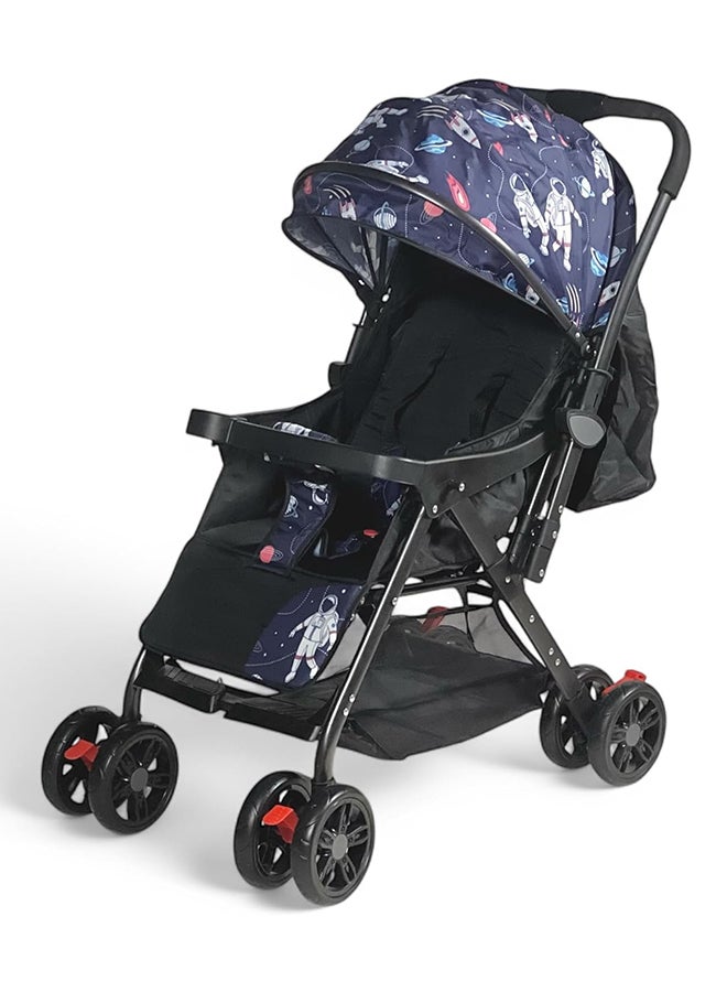 AL BADER Lightweight Folding Multi-Function Trip Baby Stroller And Foldable With Safety Harness Travel Stroller With Adjustable Backseat And Large Storage Dark Blue - Image 1