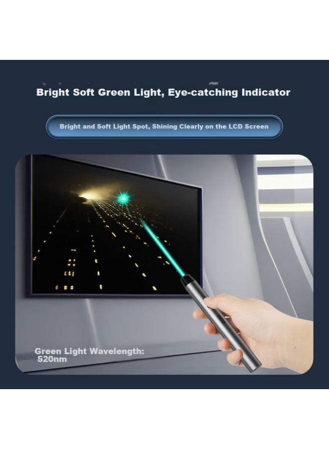 Whist X5 Gray Laser Pointer, Business Long-range High-brightness Sales Floor Sand Tray Pen, Usb Rechargeable Green Light Engineering Outdoor Coach Laser Lcd Screen Office Pointer - Image 3