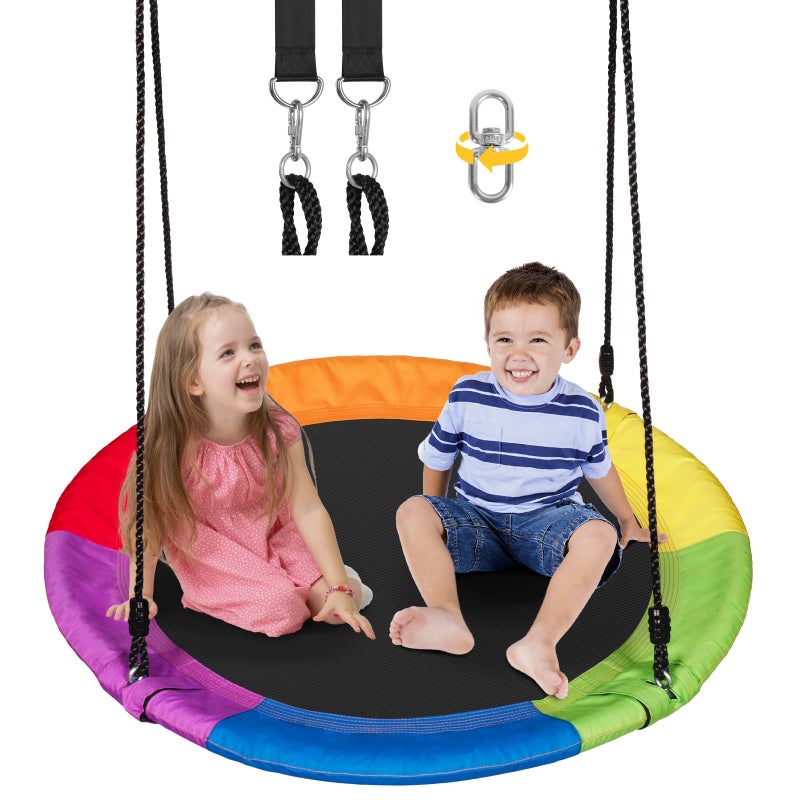DECORLIFE 40 in Tree Swing for Kids Adults Reinforced 4Tubes Steel Frame 700lb Capacity with 900D Oxford Fabric360 Rotating Kids Outdoor Swing for Playground Swing Sets for Backyard