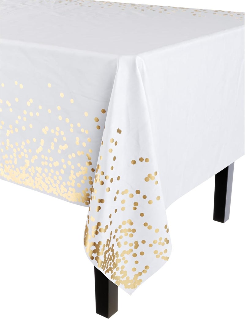 Exquisite Party Solids Black & Gold Dot Rectangular Plastic Tablecloth - 54x108 Inch, Pack Of 12 - Image 2