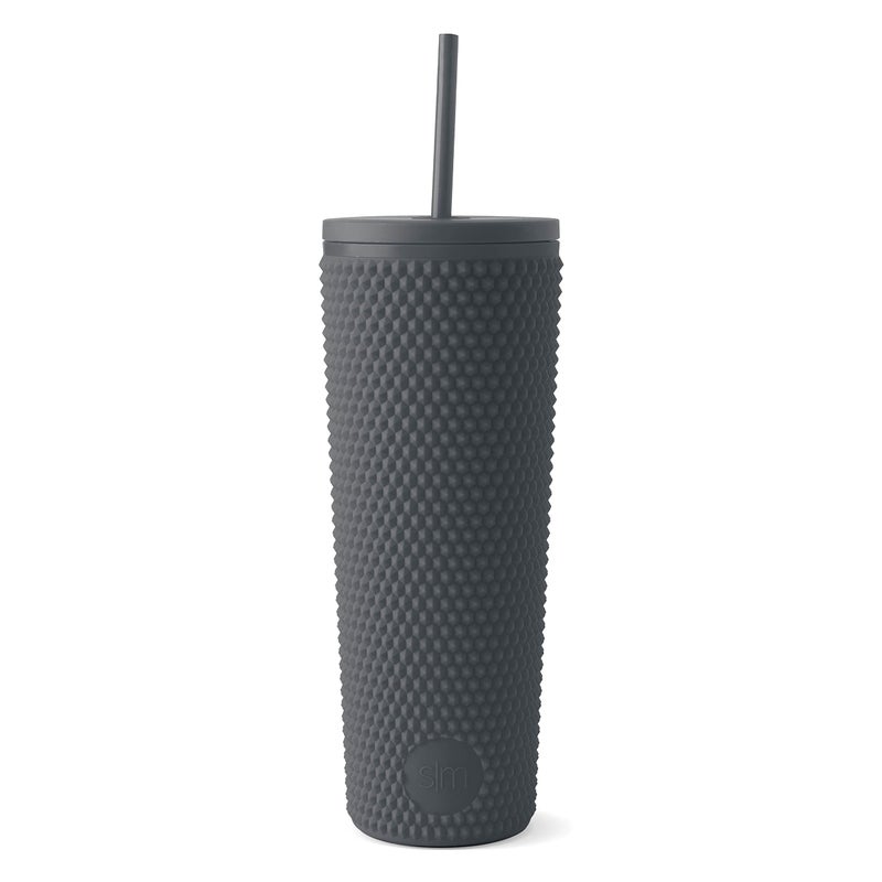 Simple Modern Plastic Matte Studded Tumbler with Lid and Straw | Reusable BPA Free Iced Coffee Cups Double Wall Smoothie Cup | Gifts for Women Men Him Her | Classic Collection | 24oz | Graphite - Image 2