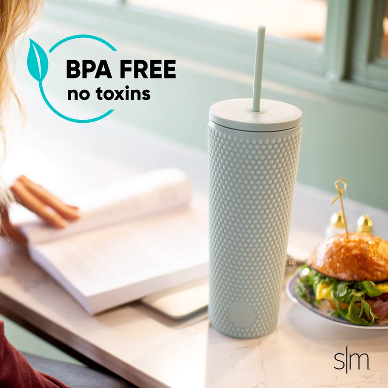 Simple Modern Plastic Matte Studded Tumbler with Lid and Straw | Reusable BPA Free Iced Coffee Cups Double Wall Smoothie Cup | Gifts for Women Men Him Her | Classic Collection | 24oz | Graphite - Image 5