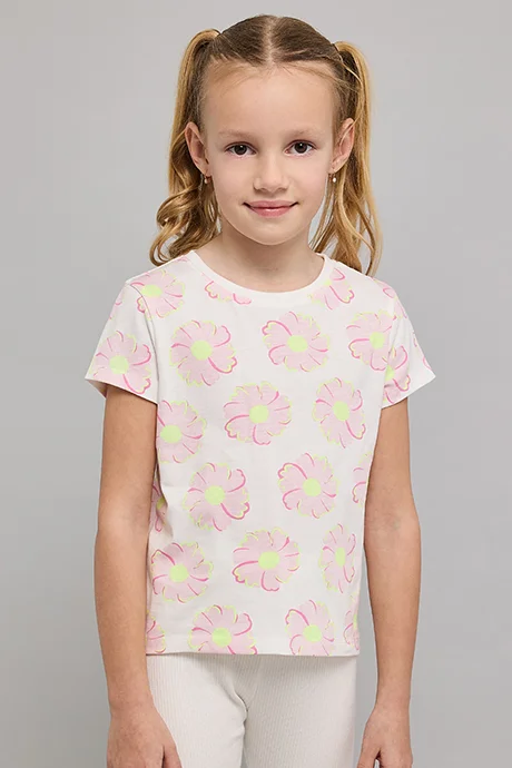 أر أند بي Printed T-Shirt with Crew Neck and Short Sleeves