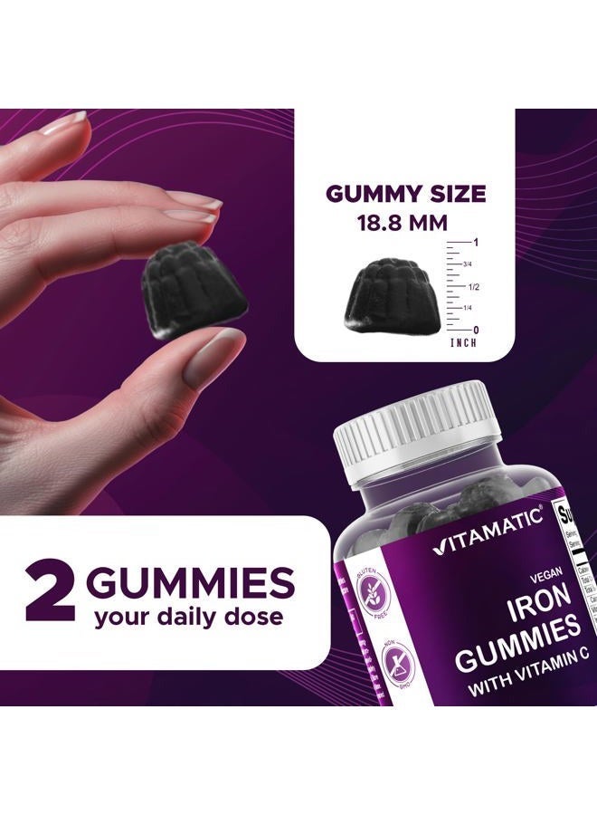 Vitamatic مكمل حبوب الحديد 65 ملغ للنساء والرجال - 60 حبة جيلاتينية نباتية - فيتامينات حديد جيلاتينية ذات طعم رائع مع فيتامين C (2) - Image 3