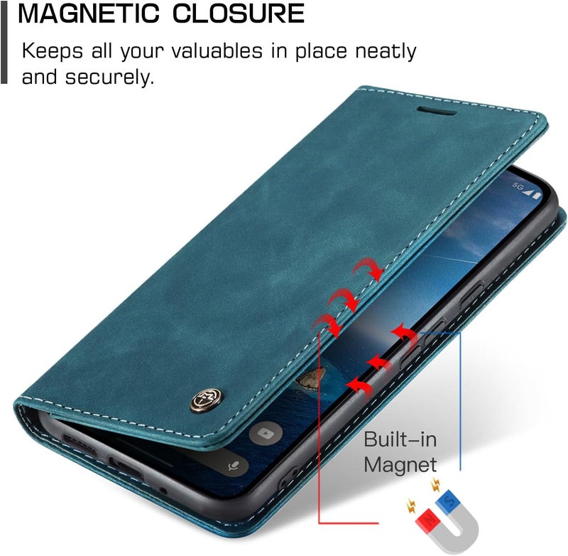 Cracedily Case for Google Pixel 9 / Pixel 9 Pro Case, Premium Leather Flip Wallet Case with Card Slots and Horizontal Stand Function Magnet Coque Cover Protective Case for Pixel 9, Teal - Image 3