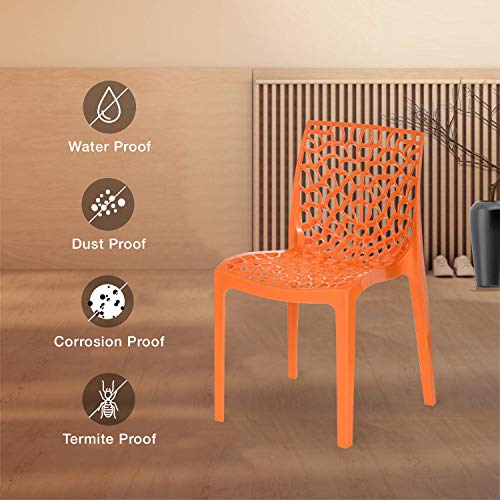 RW REST WELL Web Armless Designer Plastic Outdoor Chair | ISO Certified Company (2, Orange) - Image 2