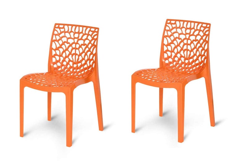 RW REST WELL Web Armless Designer Plastic Outdoor Chair | ISO Certified Company (2, Orange) - Image 1