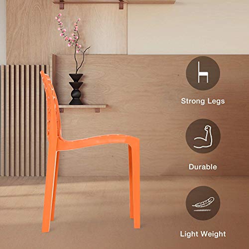 RW REST WELL Web Armless Designer Plastic Outdoor Chair | ISO Certified Company (2, Orange) - Image 3