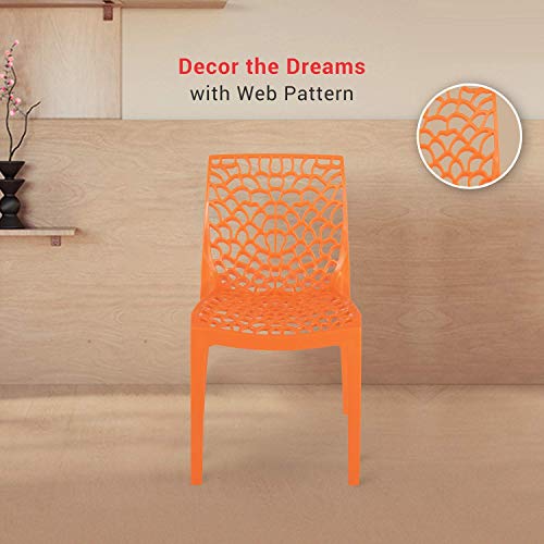 RW REST WELL Web Armless Designer Plastic Outdoor Chair | ISO Certified Company (2, Orange) - Image 5