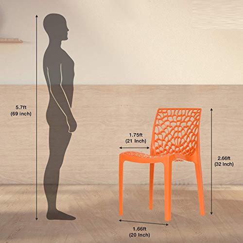 RW REST WELL Web Armless Designer Plastic Outdoor Chair | ISO Certified Company (2, Orange) - Image 4