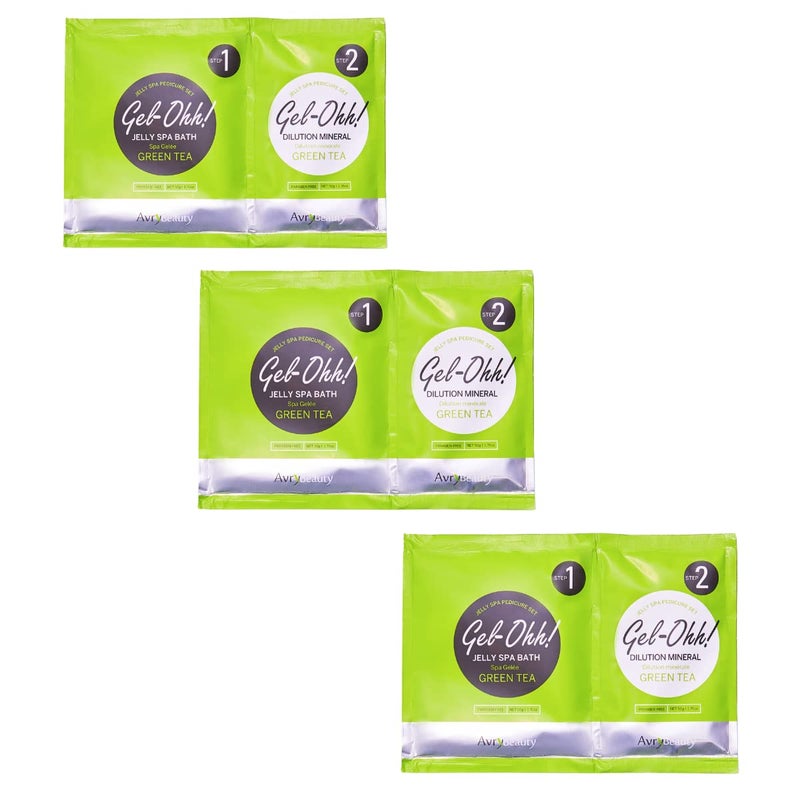 AvryBeauty AVRYBEAUTY Gel-Ohh Jelly Spa Bath 3 pack, Green Tea Infused, Green Tea Scented, Pedicure, Salon Services, Jelly Pedicure, Pedi, Heat & Aroma Therapy 