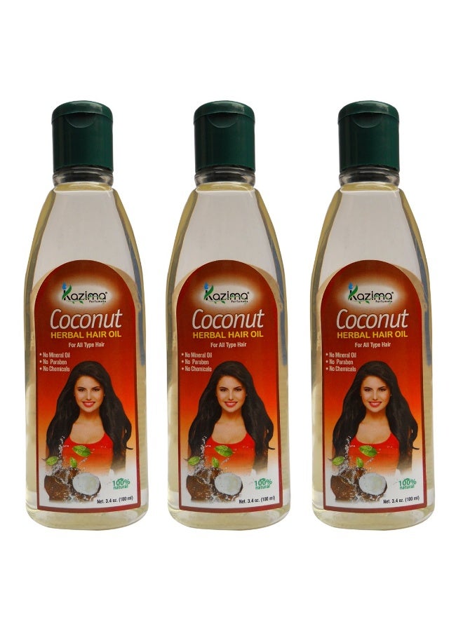 KAZIMA Coconut Herbal Hair Oil Ideal For Reduces Hair Fall, Hair Fall control, Hair Growth & Dandruff (100ML) (Pack of 3) - Image 1