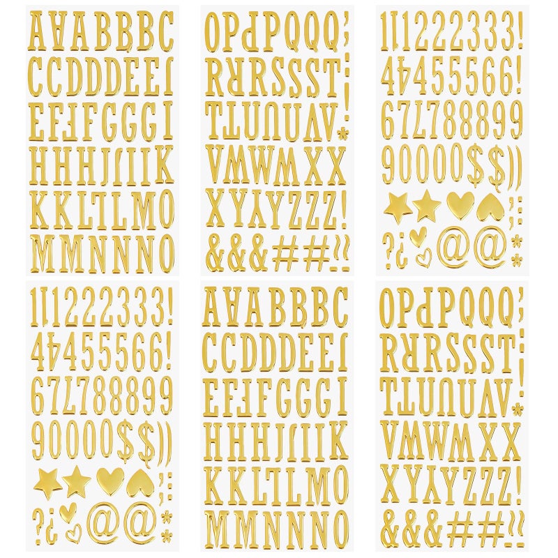 sodknow 6 Sheets Gold 3D Puffy Letter and Number Stickers, 1 Inch Metallic Alphabet Aâ€“Z & 0â€“9, Self-Adhesive Puffy Stickers for Christmas Stocking Names, Gift Tags, Holiday Crafts & Classroom Decor - Image 1