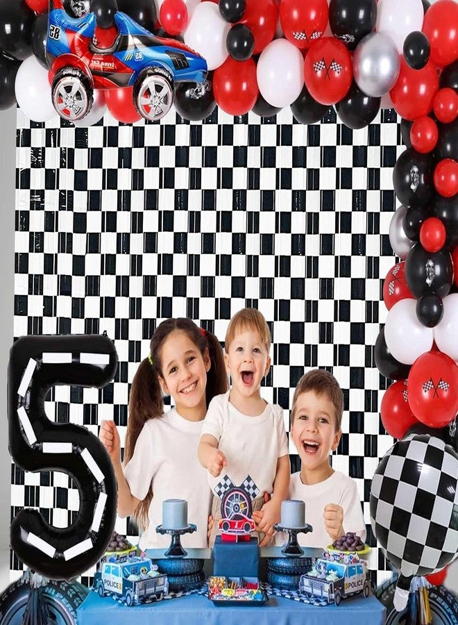MZ.ogm Race Cars Birthday Decorations One Happy Dude Birthday Decorations Hot Wheels Birthday Decorations 2 Pack Race Car Foil Fringe Curtains Backdrop 3.28 x 6.56 Ft - Image 5