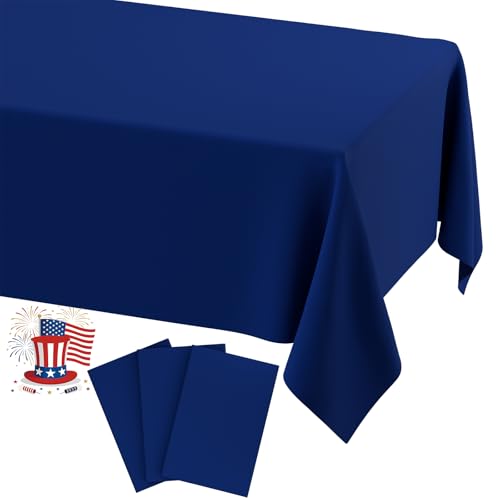 Smiry Disposable Table Cloth 3 Pack 54 x 108 Inch Waterproof Plastic Tablecloth Decorative Rectangle Table Covers for Party Birthday Picnic Navy - Image 1