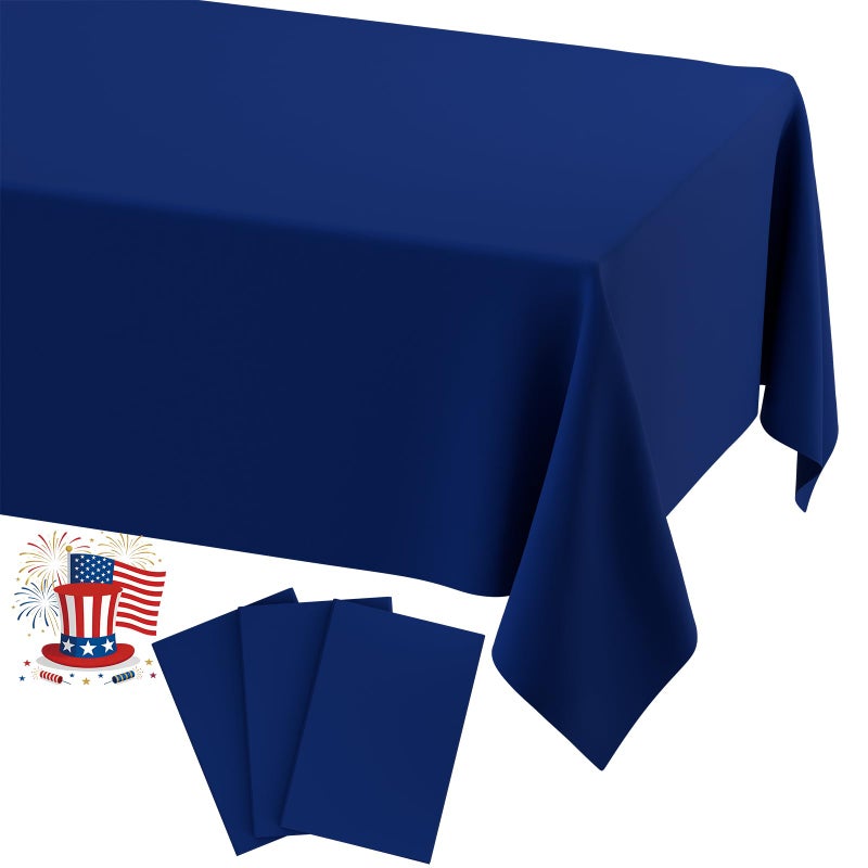 Smiry Disposable Table Cloth 3 Pack 54 x 108 Inch Waterproof Plastic Tablecloth Decorative Rectangle Table Covers for Party Birthday Picnic Navy - Image 2
