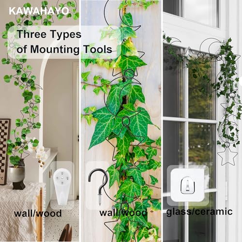 KAWAHAYO 20 Pcs Chain Trellis for Climbing Plants, Plant Trellis Indoor and Outdoor, Garden Wall Trellis, Vine Support Plant Accessories for Monstera, Pothos, Ivy, Climbing Plants (Black Moon and Star) - Image 5