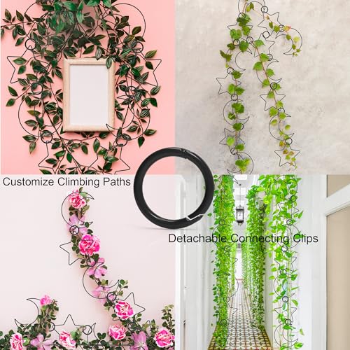 KAWAHAYO 20 Pcs Chain Trellis for Climbing Plants, Plant Trellis Indoor and Outdoor, Garden Wall Trellis, Vine Support Plant Accessories for Monstera, Pothos, Ivy, Climbing Plants (Black Moon and Star) - Image 4