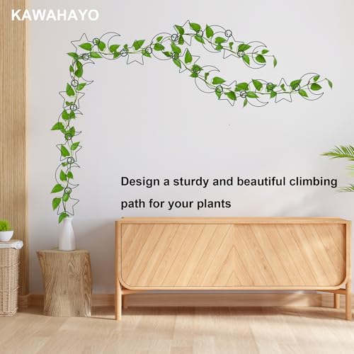 KAWAHAYO 20 Pcs Chain Trellis for Climbing Plants, Plant Trellis Indoor and Outdoor, Garden Wall Trellis, Vine Support Plant Accessories for Monstera, Pothos, Ivy, Climbing Plants (Black Moon and Star) - Image 2