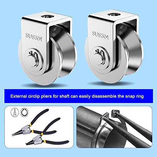 XHMAXE 2-Pack 2" Stainless Steel V-Groove Pulley Wheel, Heavy Duty Caster Wheel Track Sliding Gate Roller, 880lbs Load Bearing for Swing Sliding Gate - Image 5