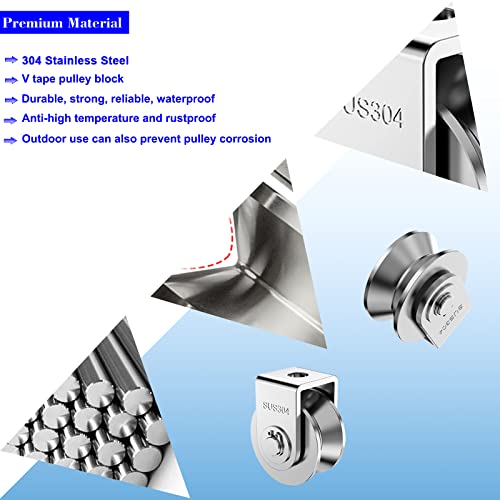 XHMAXE 2-Pack 2" Stainless Steel V-Groove Pulley Wheel, Heavy Duty Caster Wheel Track Sliding Gate Roller, 880lbs Load Bearing for Swing Sliding Gate - Image 3