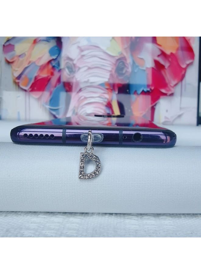 Diamond Letter D Phone Dust Plug For Android Interface Ideal Gift - Image 1
