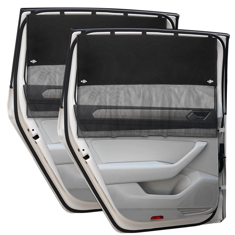 DIZA100 Car Window Shades 2 Pcs Half Blackout Half SeeThrough Magnetic Sun Shade for Rear Window Covers with Fixed Suction CupsCar Curtains for Baby SunHeatUV Protection - Image 3