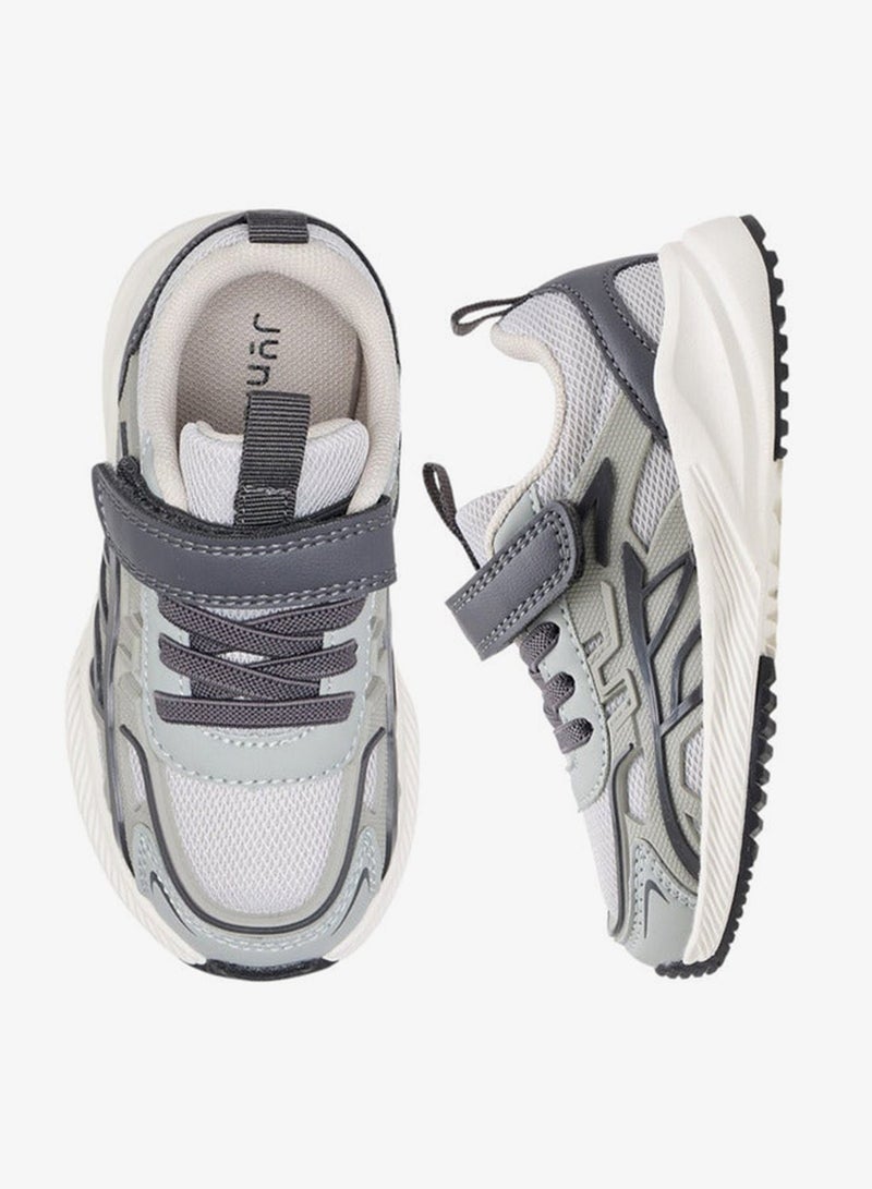 JUNIORS Boys Panelled Sneakers with Hook and Loop Closure - Image 1
