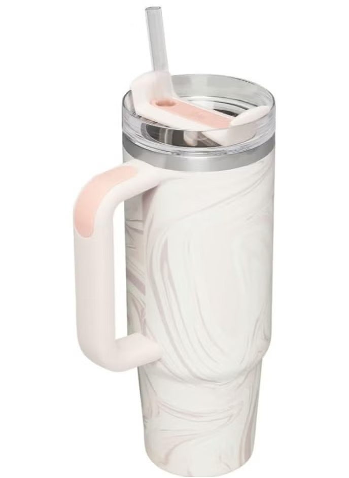 Stanley - 2-Pack Quencher H2.0 FlowState 40oz Stainless Steel Vacuum Insulated Tumbler with Lid and Straw – Rose Quartz & Swirl – Leak-Resistant, Double-Walled, Keeps Drinks Hot or Cold for Hours, Ideal for Travel, Workouts, and Daily Hydration - Image 1