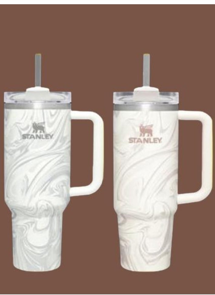 Stanley - 2-Pack Quencher H2.0 FlowState 40oz Stainless Steel Vacuum Insulated Tumbler with Lid and Straw – Rose Quartz & Swirl – Leak-Resistant, Double-Walled, Keeps Drinks Hot or Cold for Hours, Ideal for Travel, Workouts, and Daily Hydration - Image 1