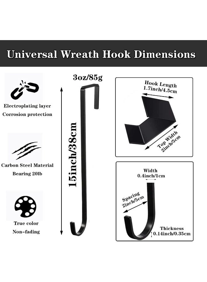 Osgow Wreath Hanger, 15" Wreath Hangers for Front Door, Indoor or Outdoor Over The Door Wreath Hook Hanger for Easter Spring Halloween Xmas Wreath Decorations, Carbon Steel Material, 20lb Load Bearing  - Image 3