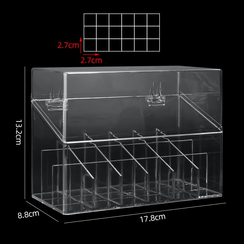 ATOMUS Lipstick Holder Display Case, 18 Slots Lipstick Organizer Storage with Dust Cover Transparent Acrylic Cosmetic Makeup Lipgloss Rack Holder - Image 2