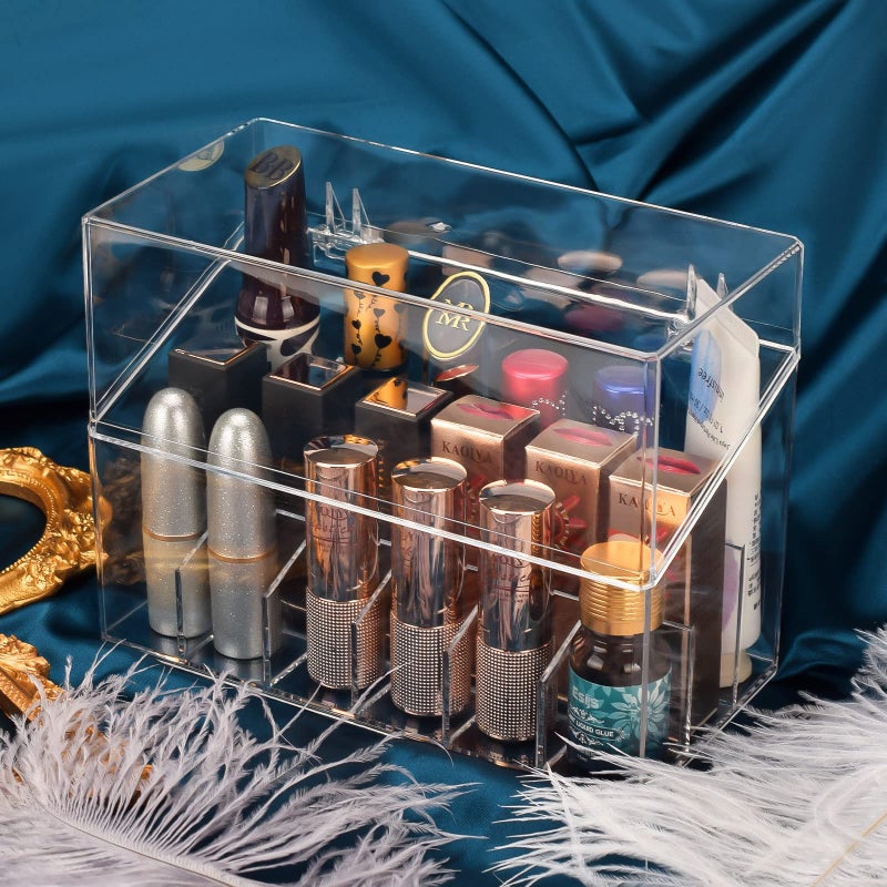 ATOMUS Lipstick Holder Display Case, 18 Slots Lipstick Organizer Storage with Dust Cover Transparent Acrylic Cosmetic Makeup Lipgloss Rack Holder - Image 5