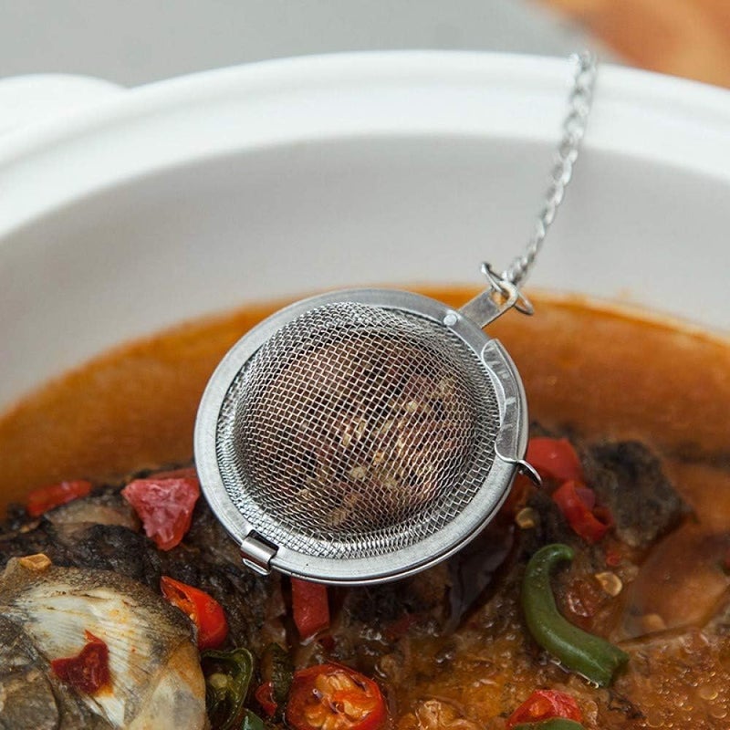 Mayata 3pcs Stainless steel fine mesh seasoning ball kitchen soup spice stew filter kitchen tool metal tea bag tea ball (3pcs Round Shape),Silver,5cm/6cm/7cm - Image 4