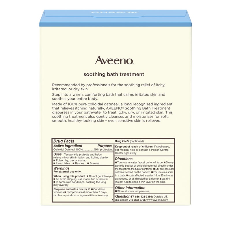 Aveeno Soothing Bath Treatment (8 Single Use Bath Packets) - Image 2