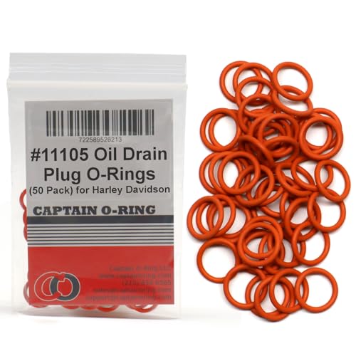 Captain O-Ring 50 Pack - #11105 O-Ring Replacement for Harley Davidson Oil Drain Plug Oring (Orange Color) - Image 1