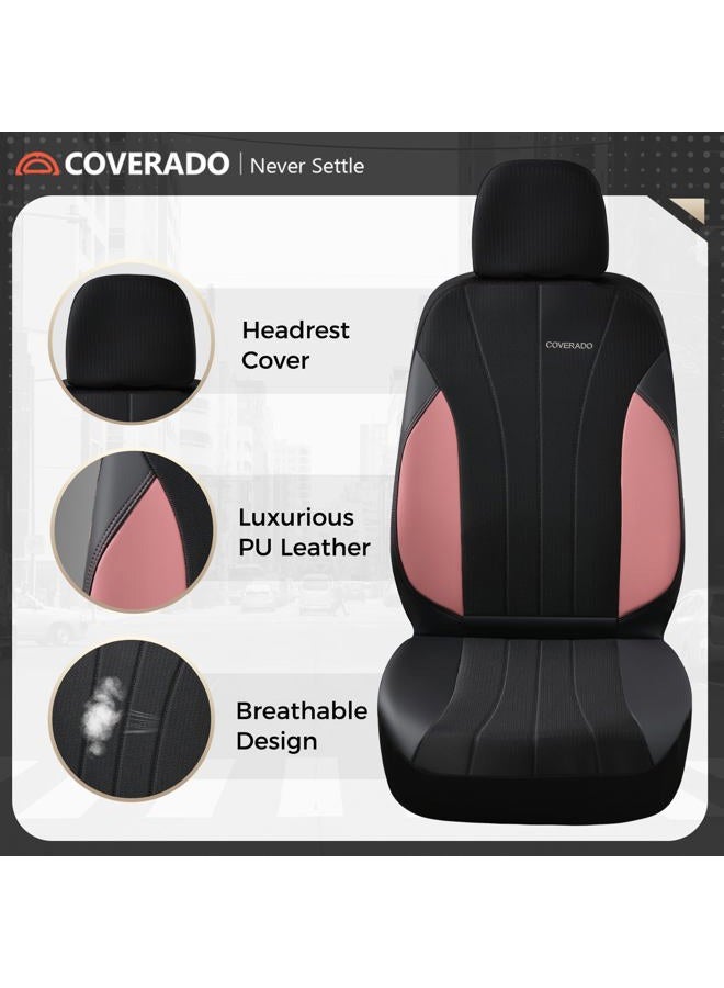 Coverado أغطية مقاعد 5 مقاعد، أغطية مقاعد سيارات فاخرة مجموعة كاملة، واقيات سيارات، أغطية مقاعد سائق وردية، ملحقات سيارات تناسب جميع السيارات الرياضية، الشاحنات، السيدان - Image 5