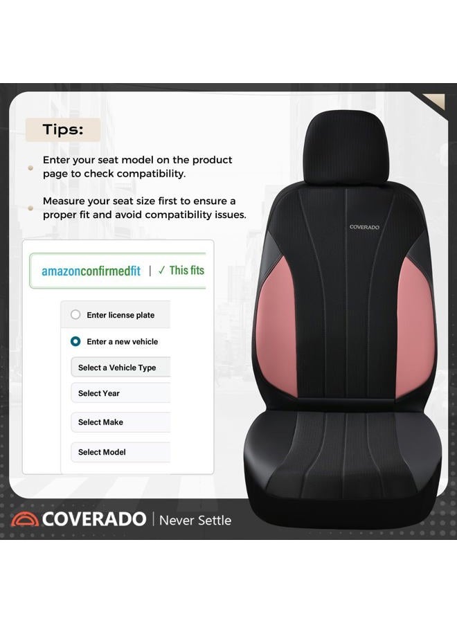 Coverado أغطية مقاعد 5 مقاعد، أغطية مقاعد سيارات فاخرة مجموعة كاملة، واقيات سيارات، أغطية مقاعد سائق وردية، ملحقات سيارات تناسب جميع السيارات الرياضية، الشاحنات، السيدان - Image 4