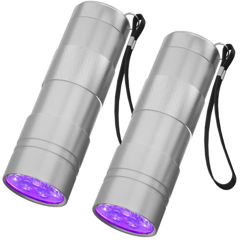 COSOOS Black Light Flashlight 2 Pack 12LED 395nm UV Handheld Black Light Mini Torch Light Dogs Urine Detector for Dry Urine Stains Bed Bugs and Scorpions