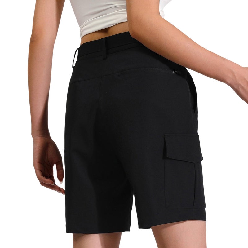 RIMOHX Women's 7'' Hiking Cargo Shorts with Multiple Pockets Lightweight Quick Dry Athletic Outdoor Golf Casual Summer Shorts Black - Image 2