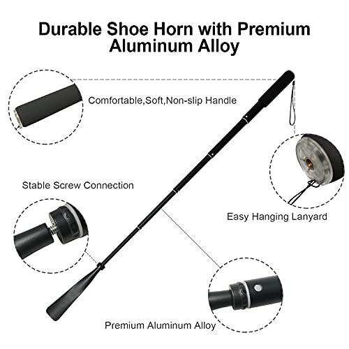 TriPro Shoe Horn Long Handle -15"-37" Telescopic Metal Shoe Horn Adjustable Length, Aluminum Alloy, Portable Long Handled Shoe Horn, Shoe Horn Long Handle For Seniors Men Women Kids - Image 4