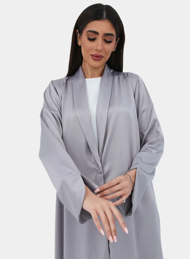Elena by DStyle Elena by DStyle Satin Collar Double Sided A-Line Abaya
