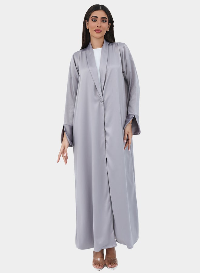 Elena by DStyle Satin Collar Double Sided A-Line Abaya - Image 1