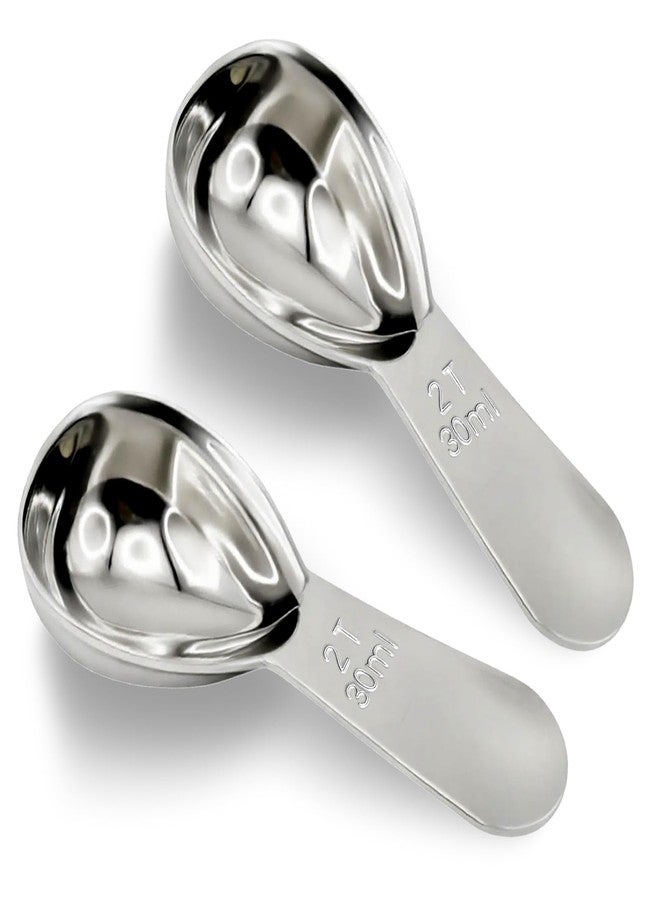Rovella 2Pcs 30ml Coffee Scoop 2 Tablespoon, 304 Stainless Steel Measuring Coffee Scoop, Short Handled Measure Scooper for Ground Coffee, Tea, Sugar, Flour, Bean in Canister - Image 1