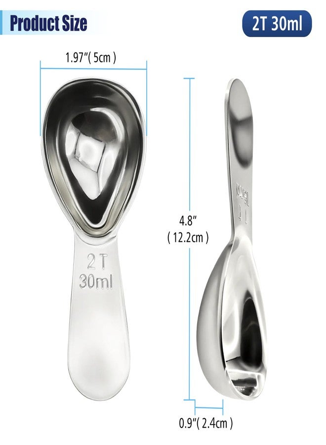 Rovella 2Pcs 30ml Coffee Scoop 2 Tablespoon, 304 Stainless Steel Measuring Coffee Scoop, Short Handled Measure Scooper for Ground Coffee, Tea, Sugar, Flour, Bean in Canister - Image 2