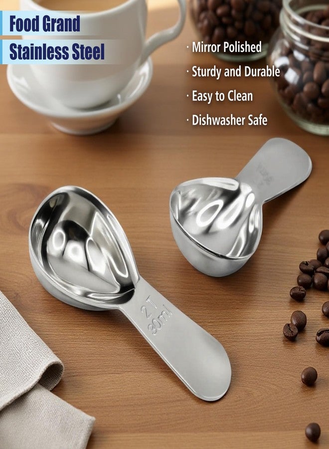 Rovella 2Pcs 30ml Coffee Scoop 2 Tablespoon, 304 Stainless Steel Measuring Coffee Scoop, Short Handled Measure Scooper for Ground Coffee, Tea, Sugar, Flour, Bean in Canister - Image 4