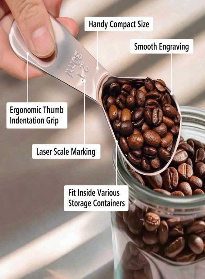 Rovella 2Pcs 30ml Coffee Scoop 2 Tablespoon, 304 Stainless Steel Measuring Coffee Scoop, Short Handled Measure Scooper for Ground Coffee, Tea, Sugar, Flour, Bean in Canister - Image 5