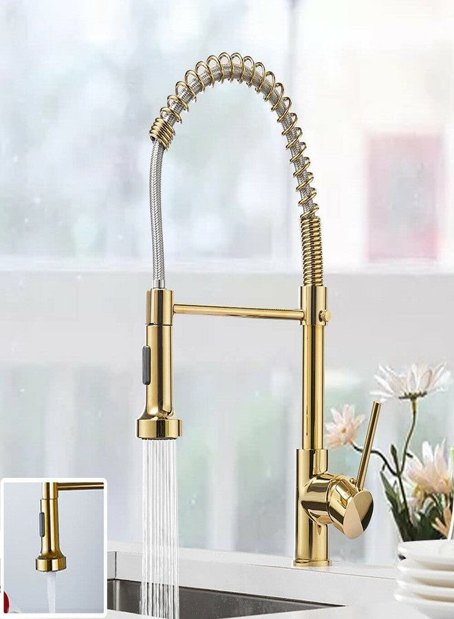 B BACKLINE Brass Sink Tap for Kitchen | Hot & Cold Mixer Sink Faucet | 360° Swivel Spout Kitchen Faucet with Dual Sprayer | Pull Out Sink Kitchen Faucet (Gold) - Image 1